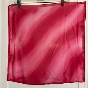 Vtg bright pink &‎ light pink diagonal striped chiffon polyester square scarf